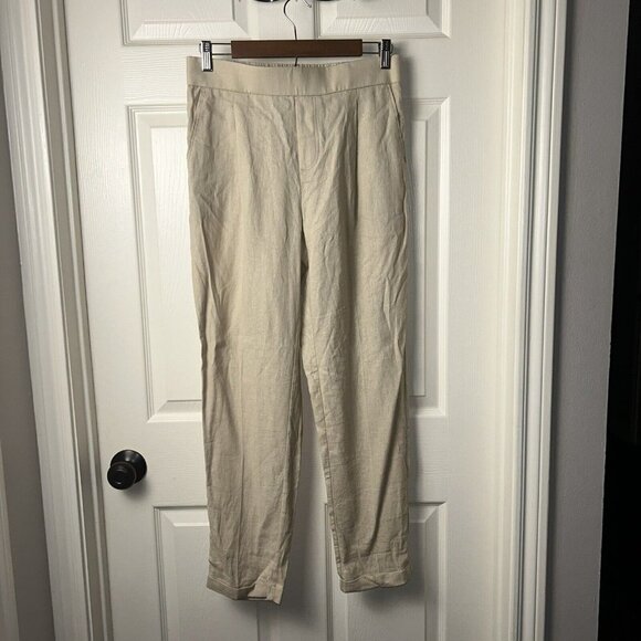 Philosophy Tan Color Linen Blend Casual Straight Leg Beach Pants Womens Small - Picture 2 of 9